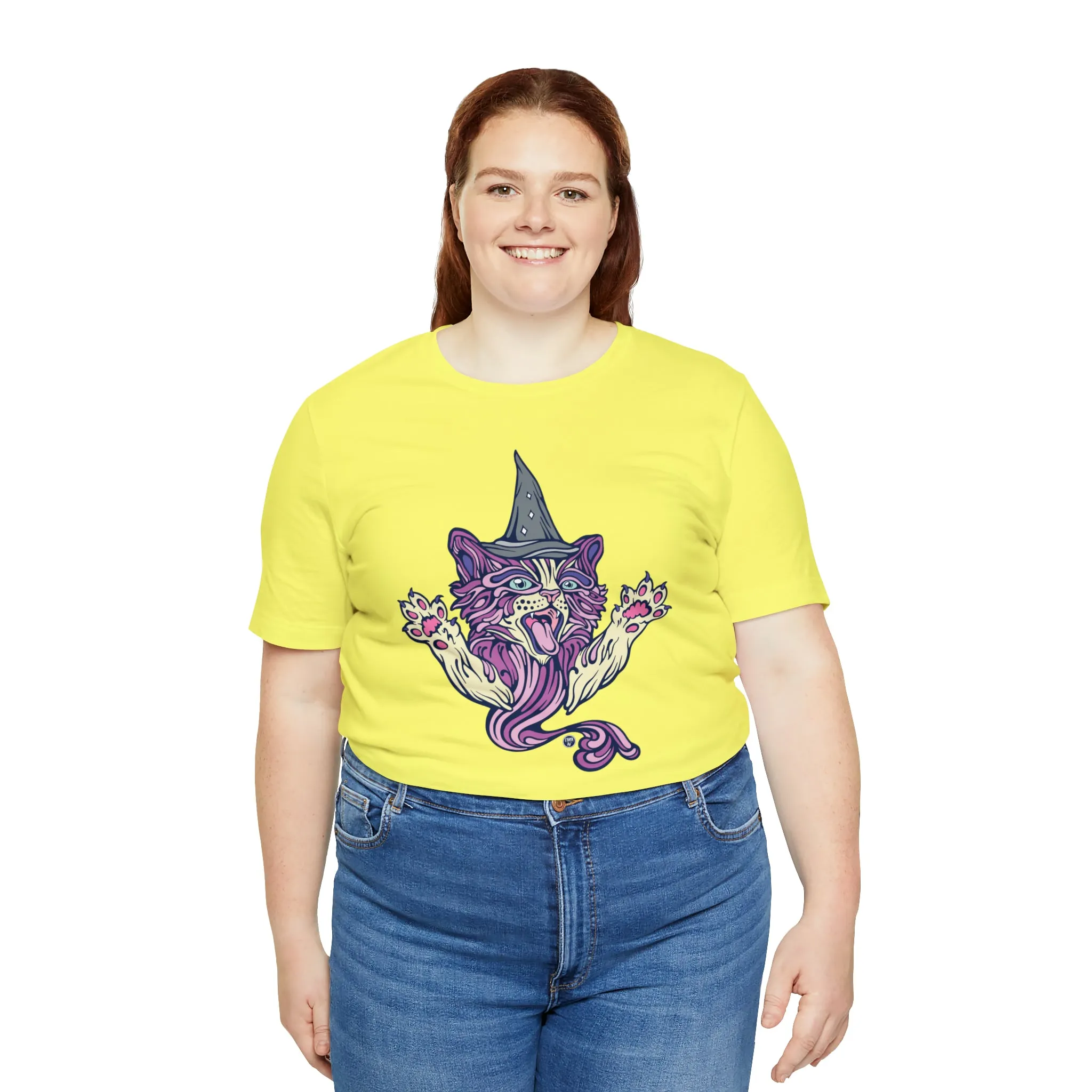 Witch Kitty (PURP) by Chaya Av Unisex Short Sleeve T-Shirt DTG (16 Colors Available)