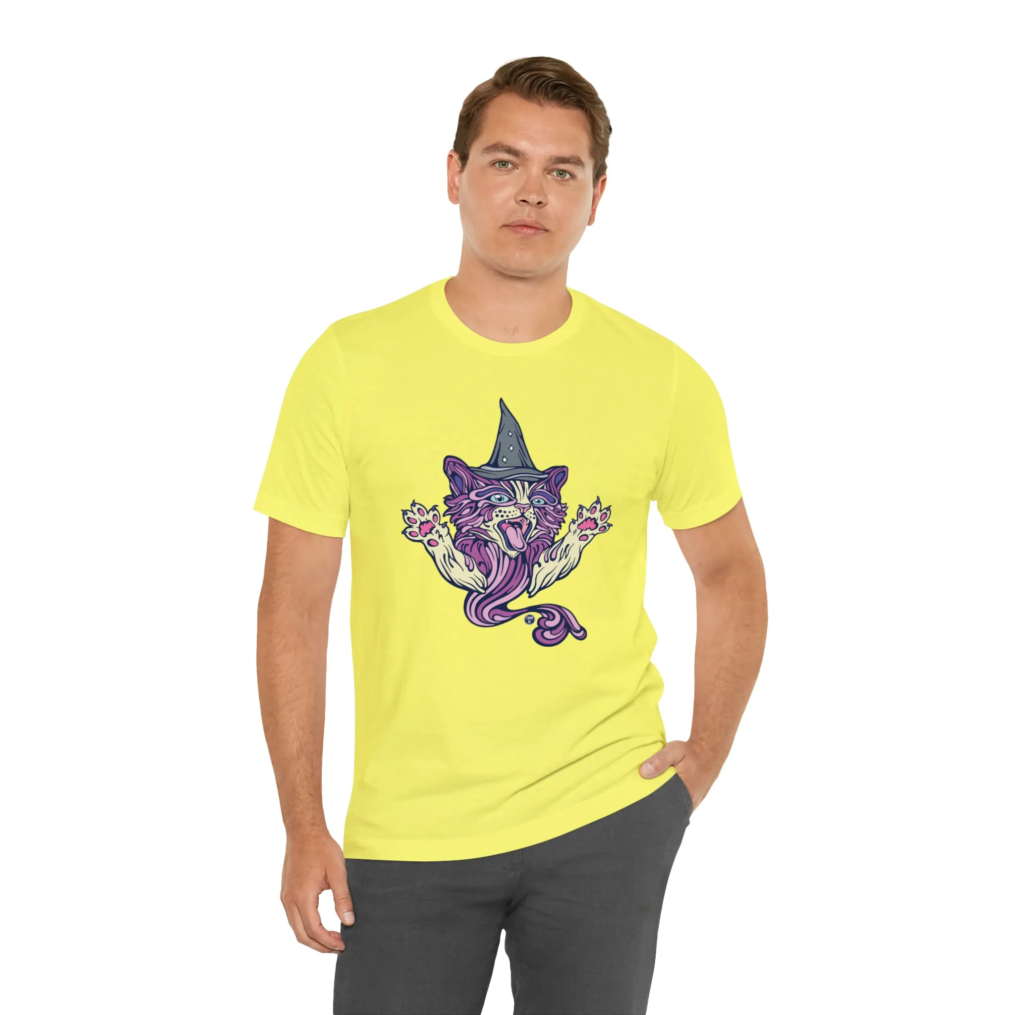 Witch Kitty (PURP) by Chaya Av Unisex Short Sleeve T-Shirt DTG (16 Colors Available)