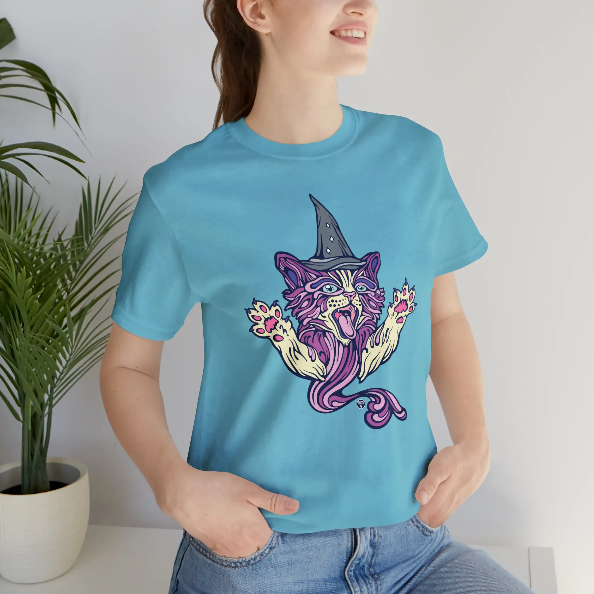 Witch Kitty (PURP) by Chaya Av Unisex Short Sleeve T-Shirt DTG (16 Colors Available)