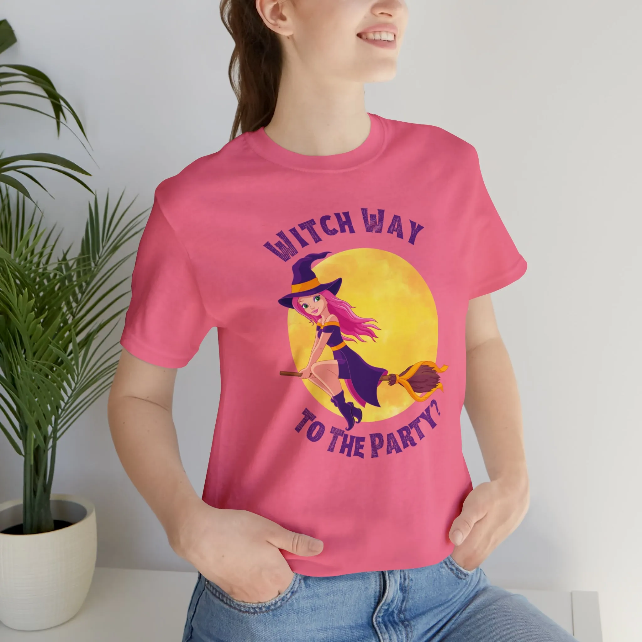 Witch Way to the Party Halloween T-Shirt | Spooky Witchy Tee |  Bella Canvas 3001Unisex | Funny Short Sleeve Tshirt