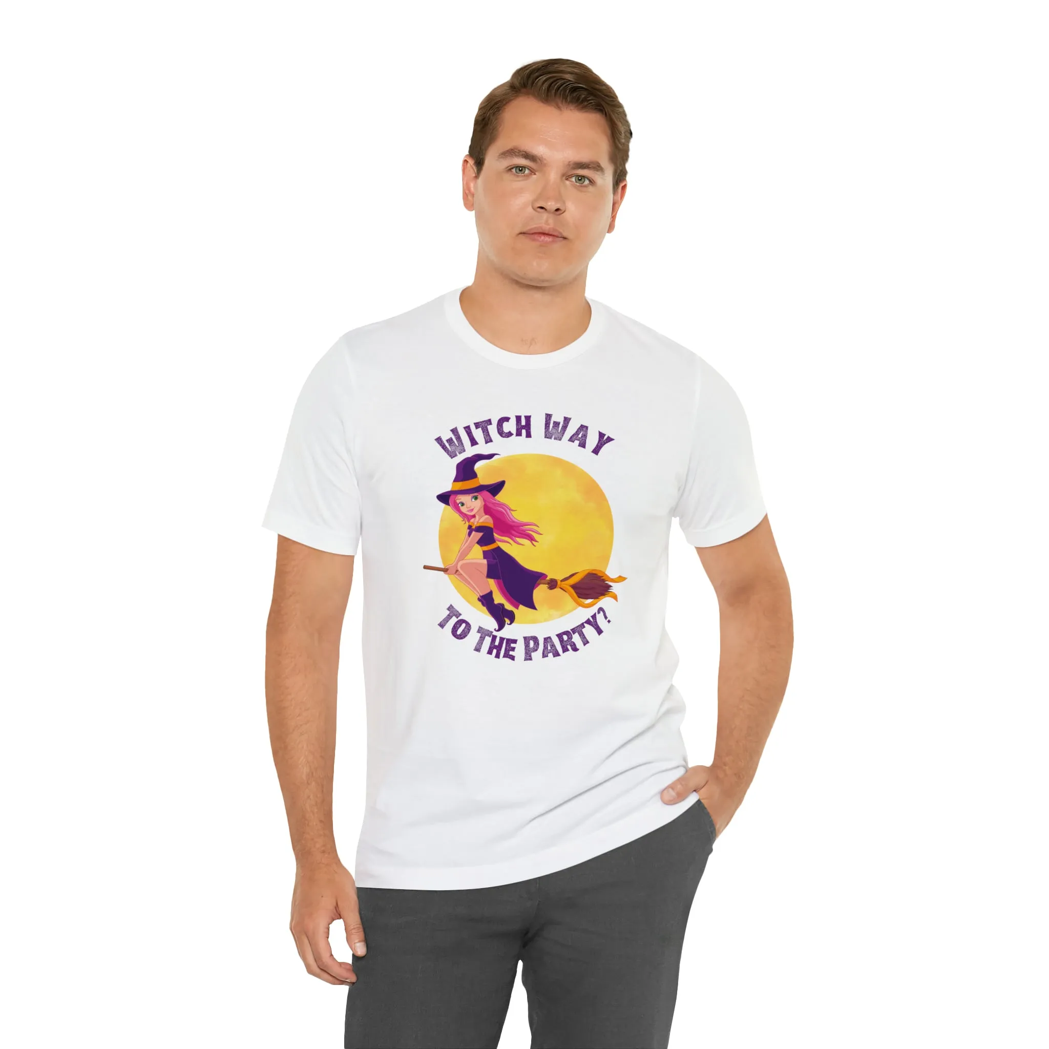 Witch Way to the Party Halloween T-Shirt | Spooky Witchy Tee |  Bella Canvas 3001Unisex | Funny Short Sleeve Tshirt