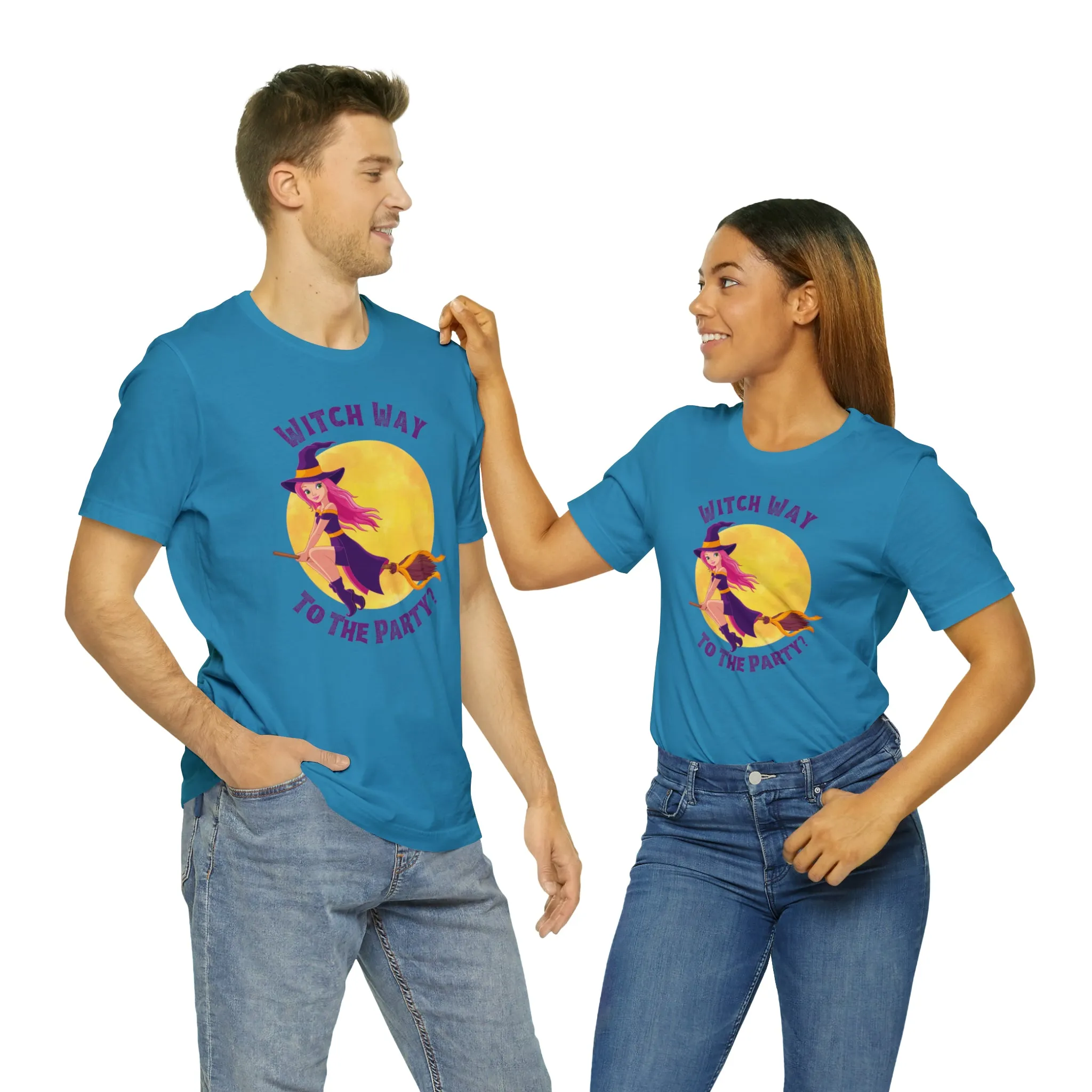Witch Way to the Party Halloween T-Shirt | Spooky Witchy Tee |  Bella Canvas 3001Unisex | Funny Short Sleeve Tshirt