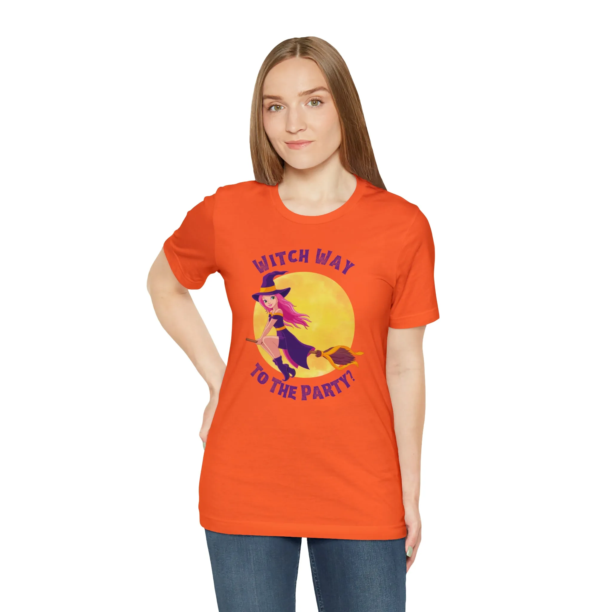 Witch Way to the Party Halloween T-Shirt | Spooky Witchy Tee |  Bella Canvas 3001Unisex | Funny Short Sleeve Tshirt