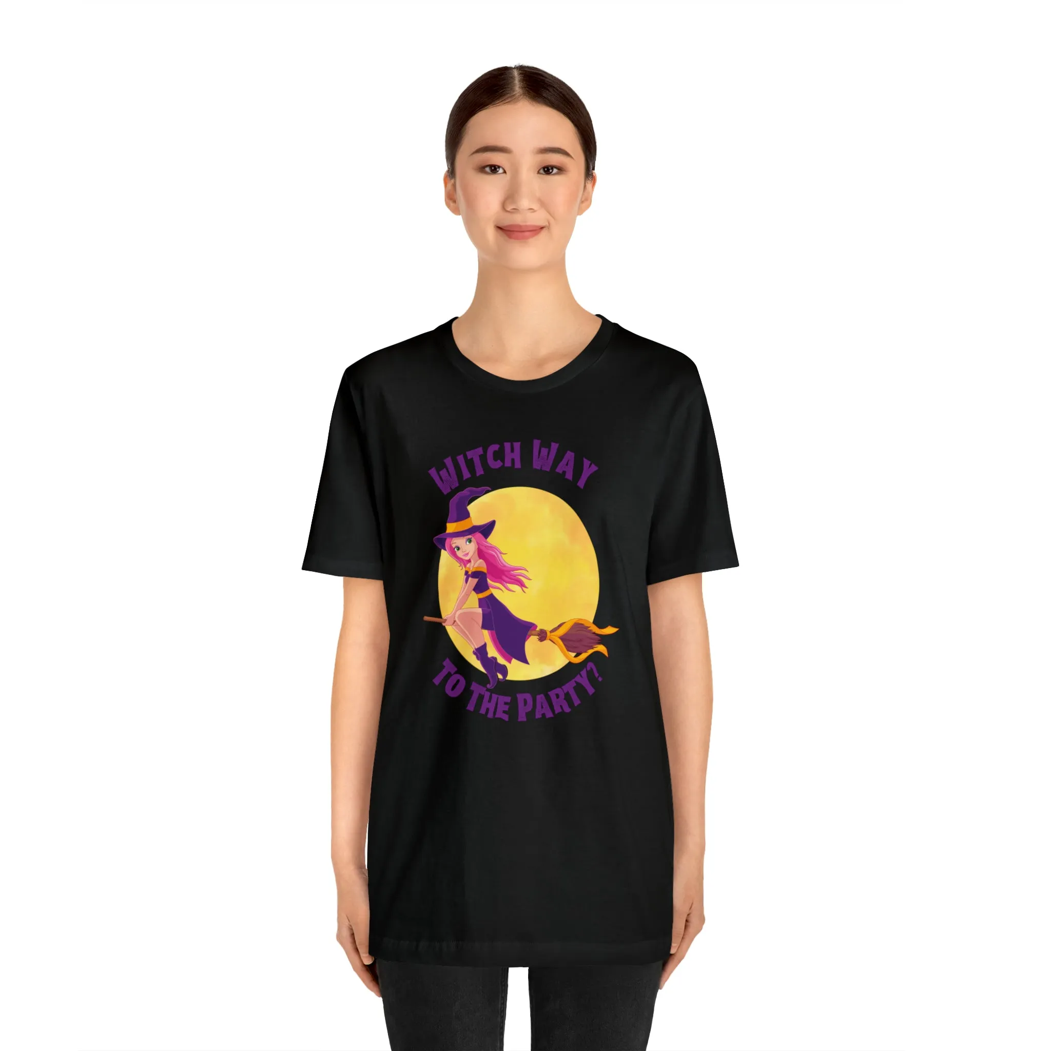 Witch Way to the Party Halloween T-Shirt | Spooky Witchy Tee |  Bella Canvas 3001Unisex | Funny Short Sleeve Tshirt