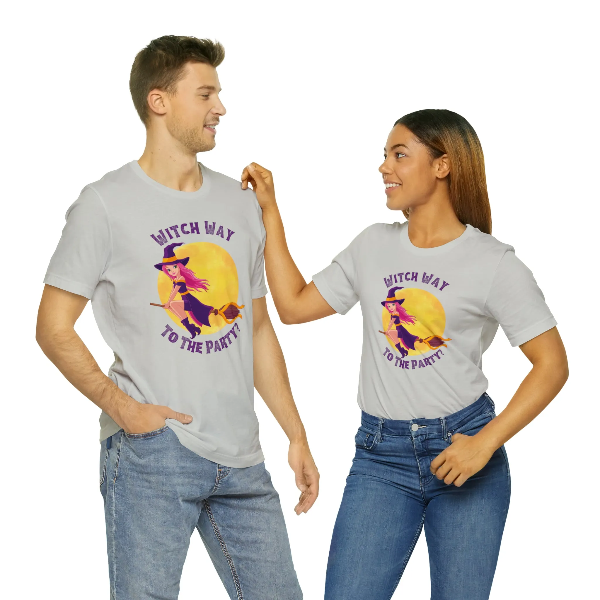 Witch Way to the Party Halloween T-Shirt | Spooky Witchy Tee |  Bella Canvas 3001Unisex | Funny Short Sleeve Tshirt