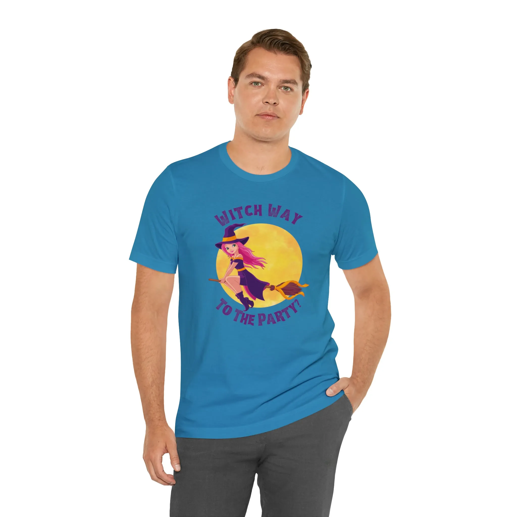 Witch Way to the Party Halloween T-Shirt | Spooky Witchy Tee |  Bella Canvas 3001Unisex | Funny Short Sleeve Tshirt