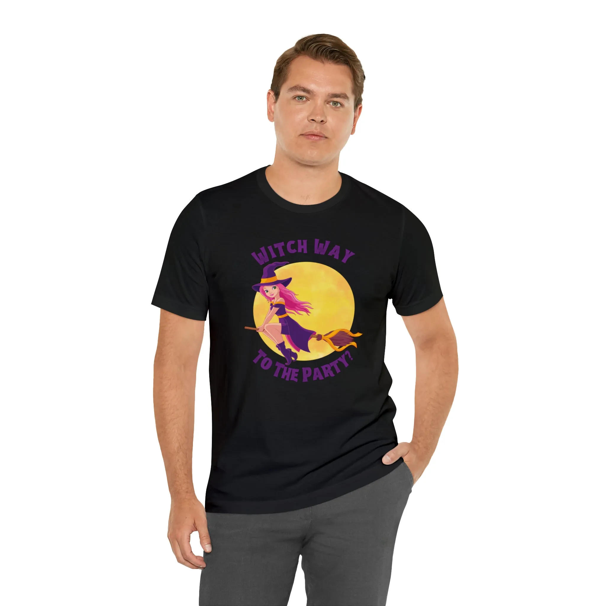 Witch Way to the Party Halloween T-Shirt | Spooky Witchy Tee |  Bella Canvas 3001Unisex | Funny Short Sleeve Tshirt