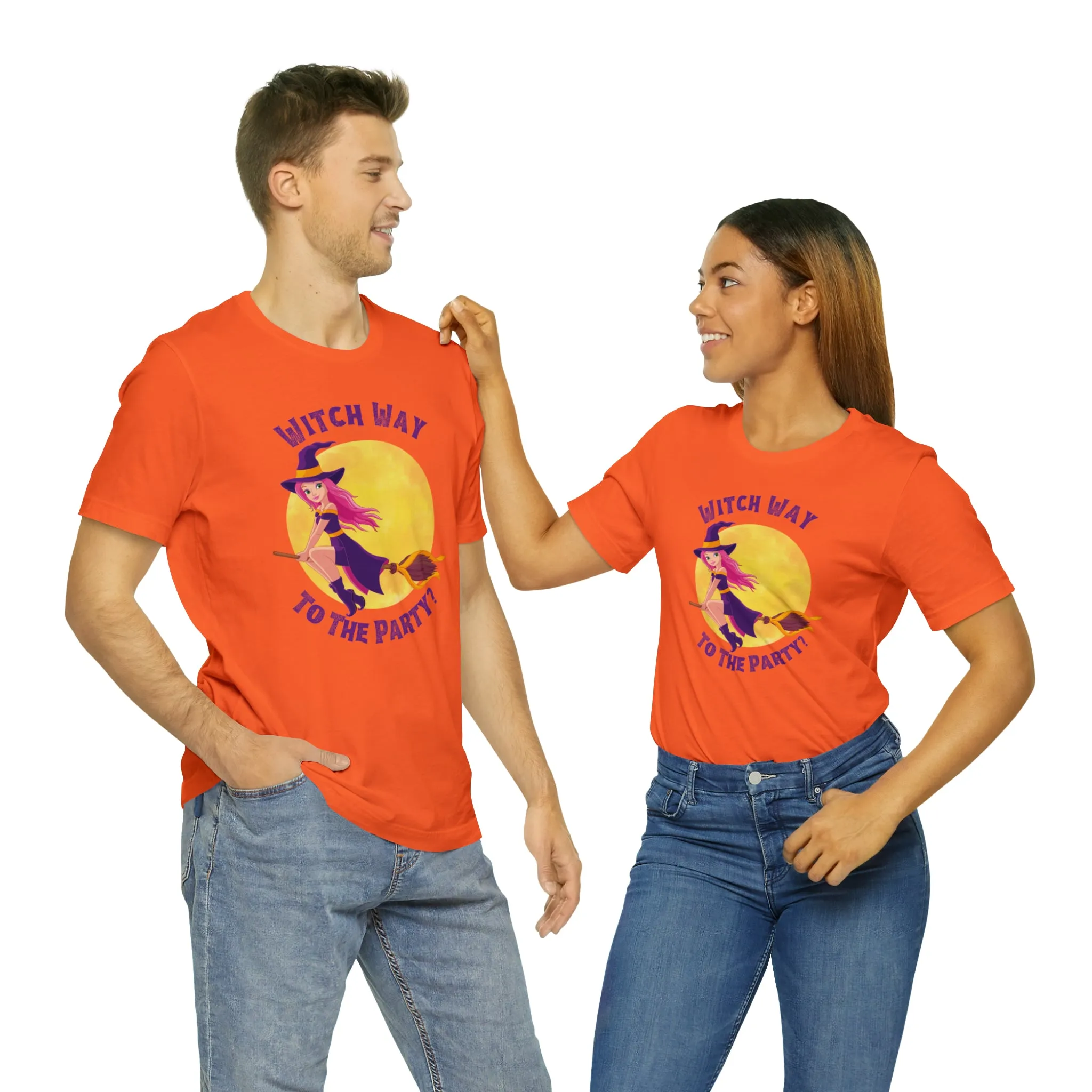 Witch Way to the Party Halloween T-Shirt | Spooky Witchy Tee |  Bella Canvas 3001Unisex | Funny Short Sleeve Tshirt