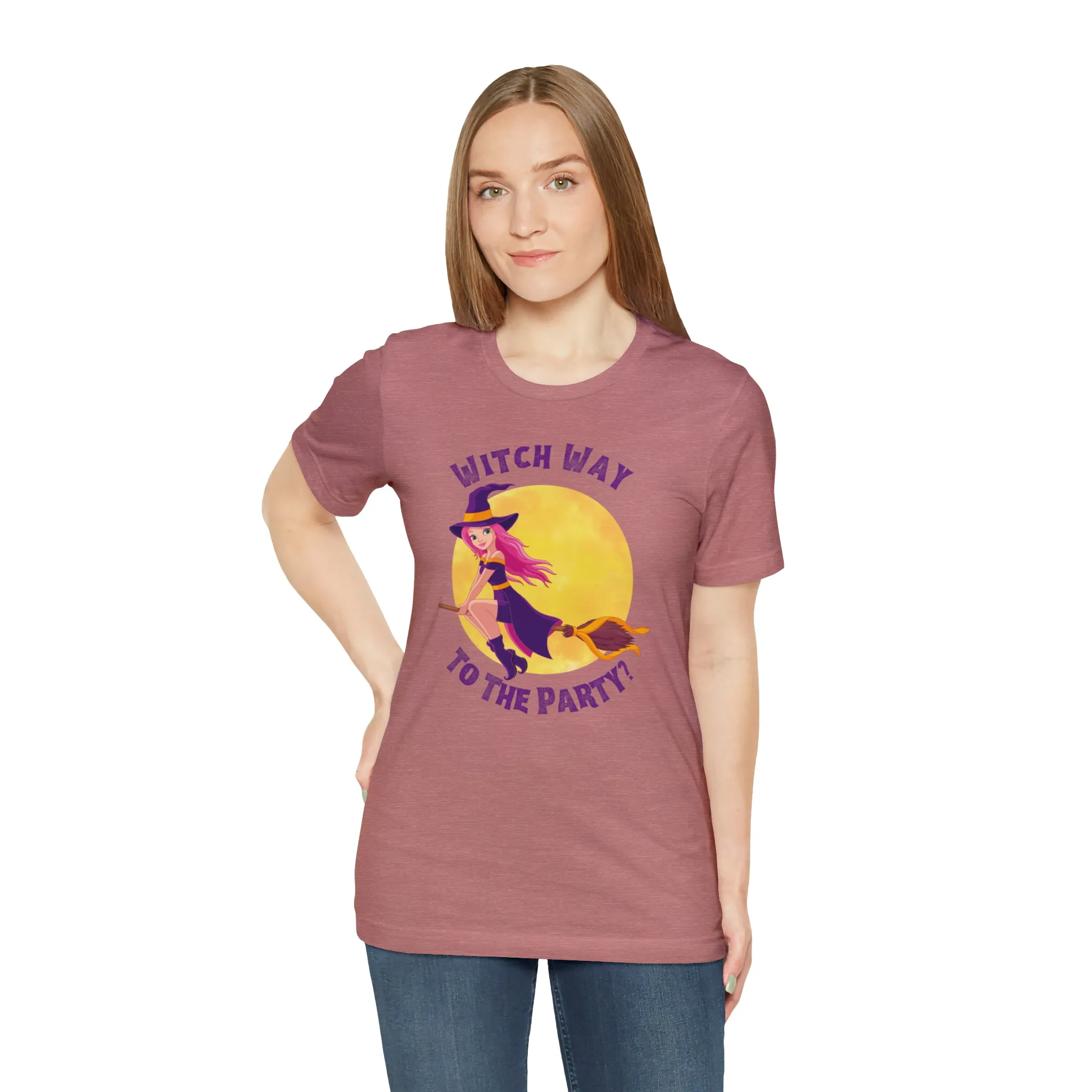 Witch Way to the Party Halloween T-Shirt | Spooky Witchy Tee |  Bella Canvas 3001Unisex | Funny Short Sleeve Tshirt
