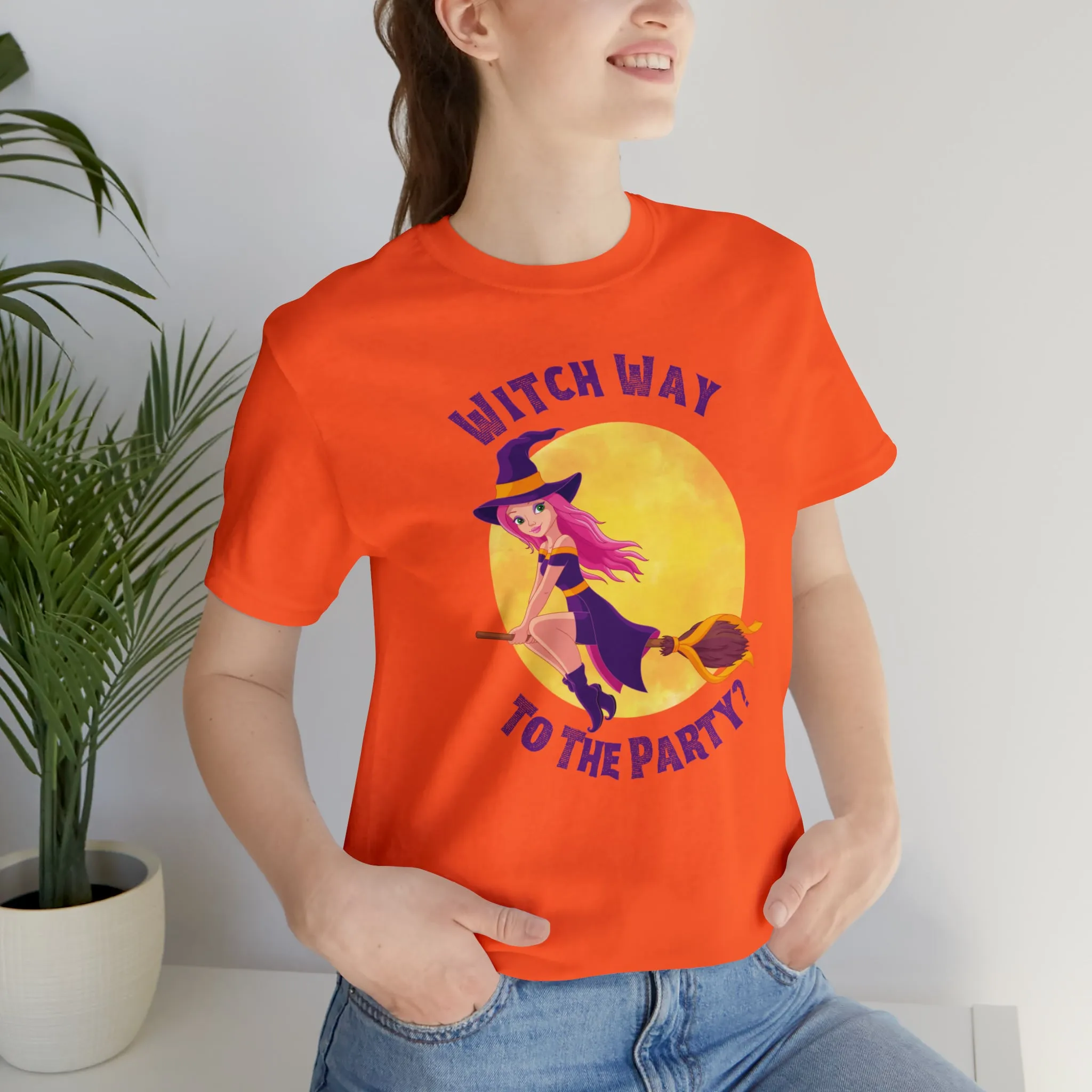 Witch Way to the Party Halloween T-Shirt | Spooky Witchy Tee |  Bella Canvas 3001Unisex | Funny Short Sleeve Tshirt