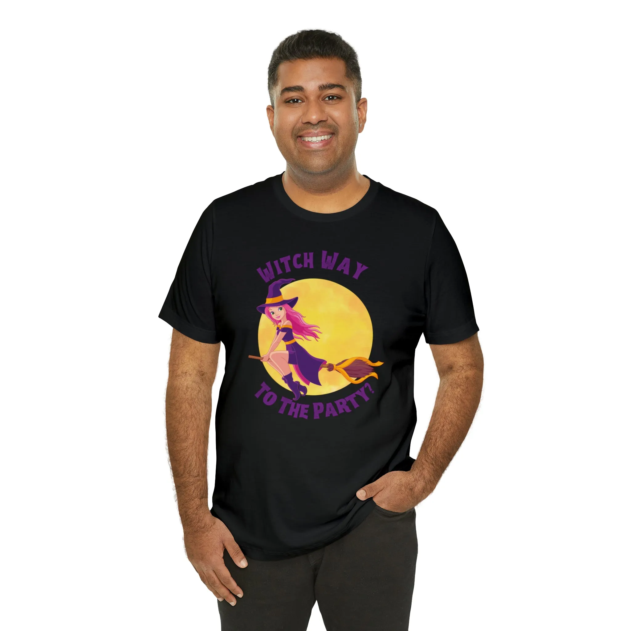 Witch Way to the Party Halloween T-Shirt | Spooky Witchy Tee |  Bella Canvas 3001Unisex | Funny Short Sleeve Tshirt