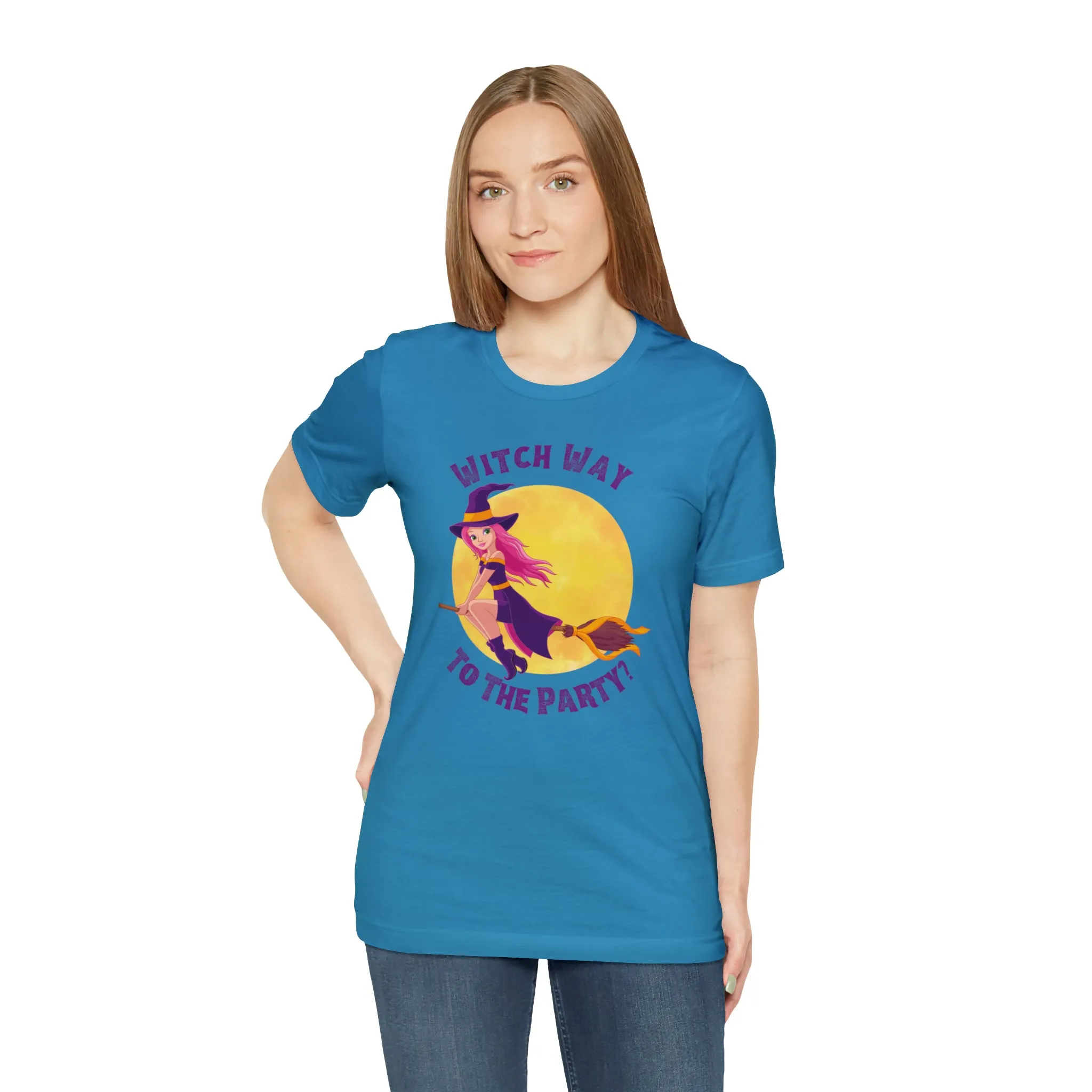 Witch Way to the Party Halloween T-Shirt | Spooky Witchy Tee |  Bella Canvas 3001Unisex | Funny Short Sleeve Tshirt