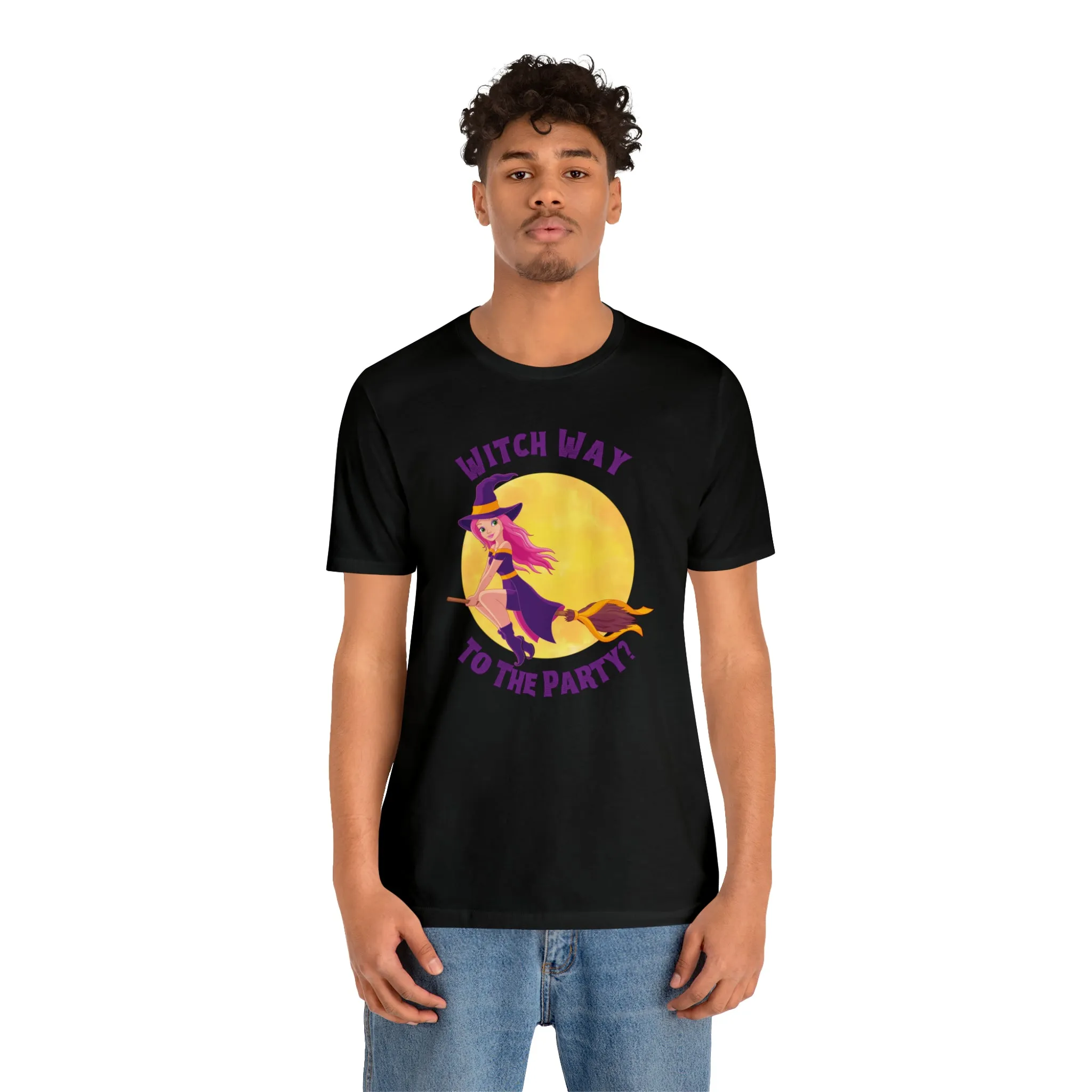 Witch Way to the Party Halloween T-Shirt | Spooky Witchy Tee |  Bella Canvas 3001Unisex | Funny Short Sleeve Tshirt