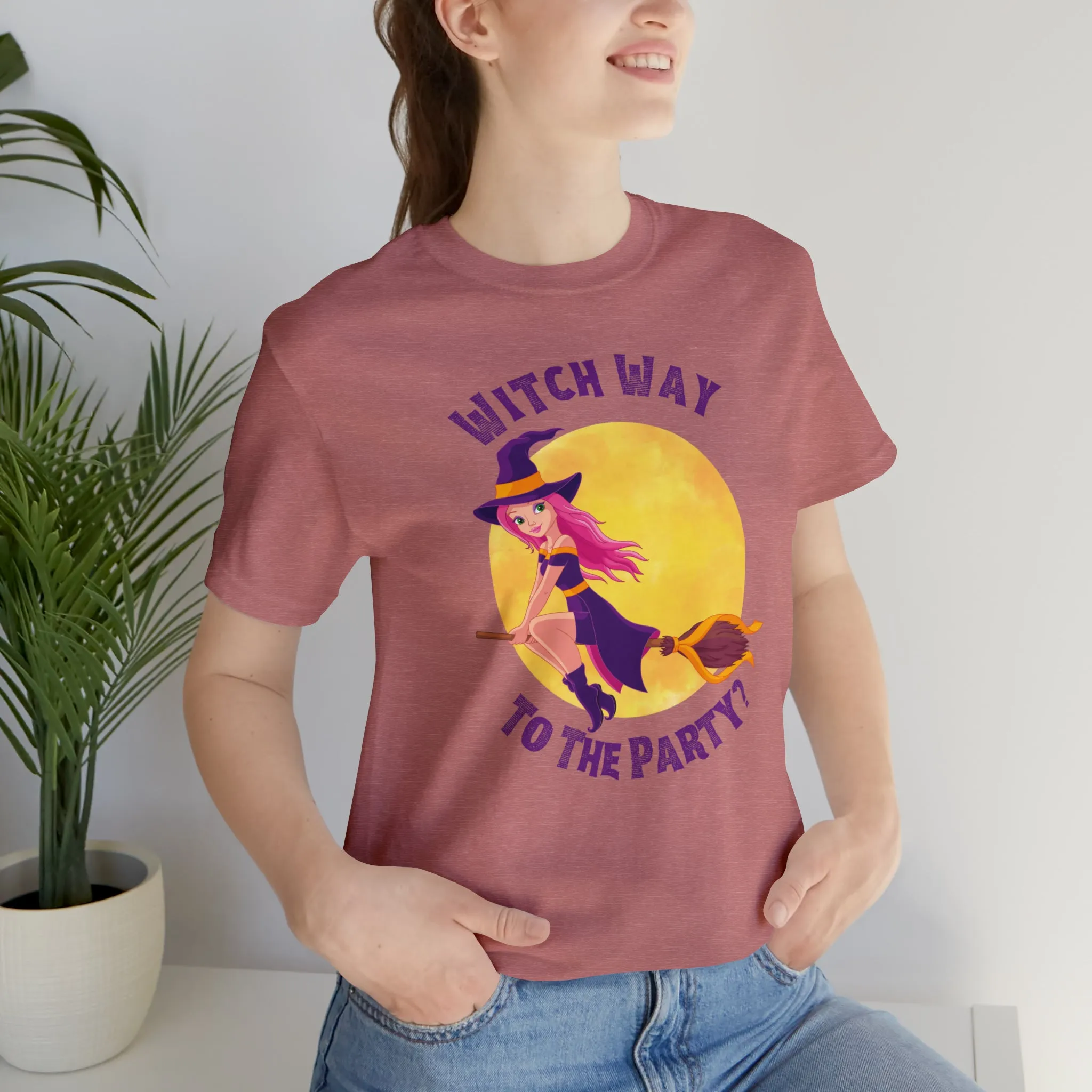 Witch Way to the Party Halloween T-Shirt | Spooky Witchy Tee |  Bella Canvas 3001Unisex | Funny Short Sleeve Tshirt