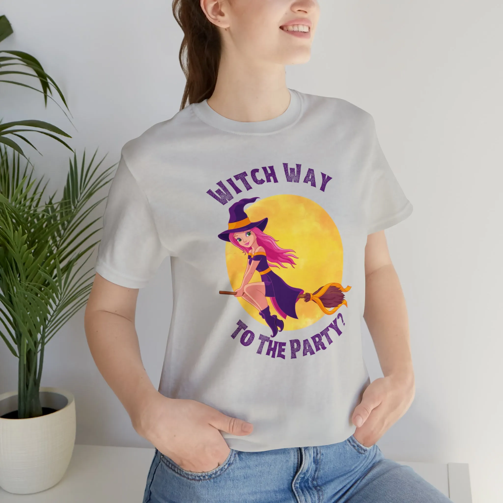 Witch Way to the Party Halloween T-Shirt | Spooky Witchy Tee |  Bella Canvas 3001Unisex | Funny Short Sleeve Tshirt