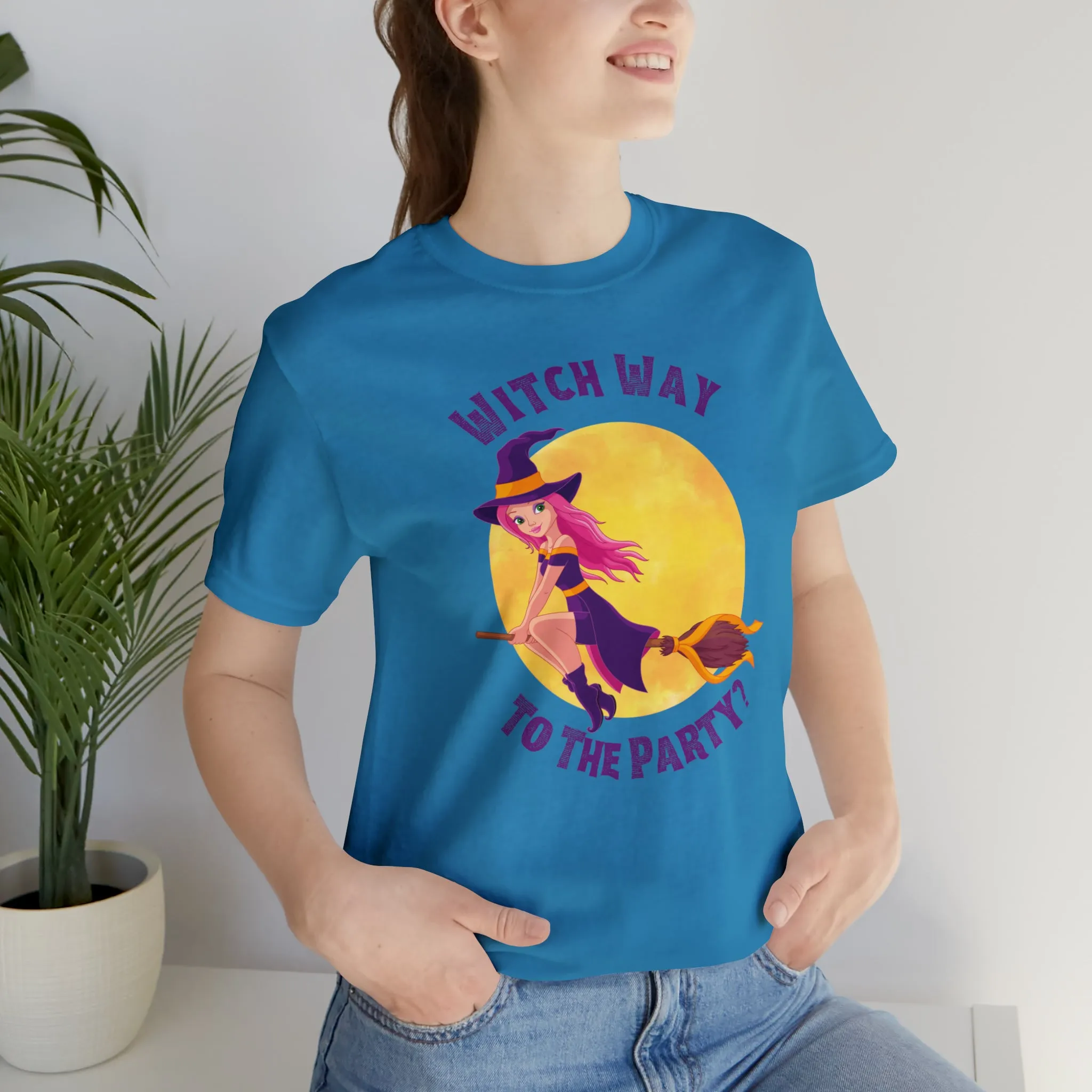 Witch Way to the Party Halloween T-Shirt | Spooky Witchy Tee |  Bella Canvas 3001Unisex | Funny Short Sleeve Tshirt