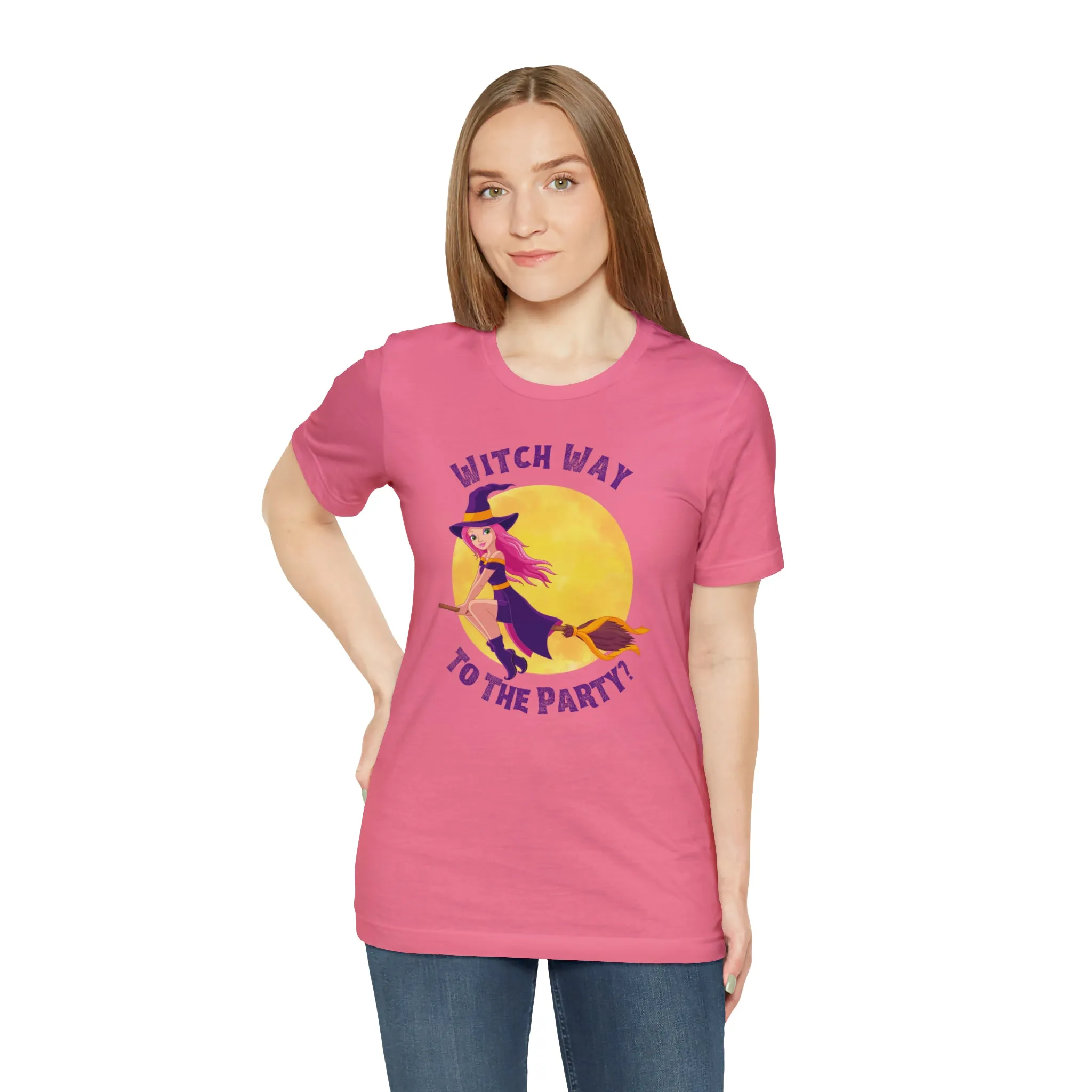 Witch Way to the Party Halloween T-Shirt | Spooky Witchy Tee |  Bella Canvas 3001Unisex | Funny Short Sleeve Tshirt