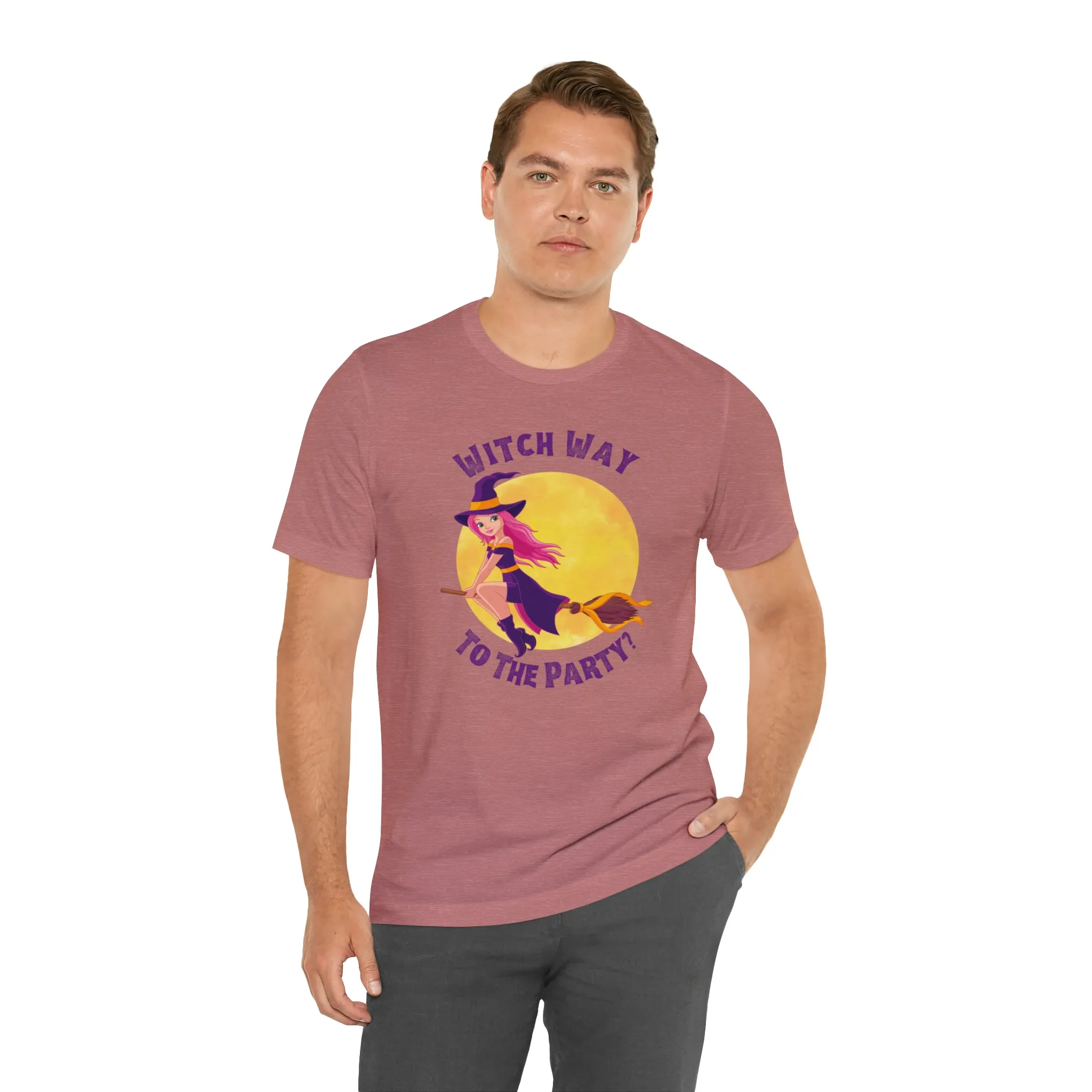 Witch Way to the Party Halloween T-Shirt | Spooky Witchy Tee |  Bella Canvas 3001Unisex | Funny Short Sleeve Tshirt