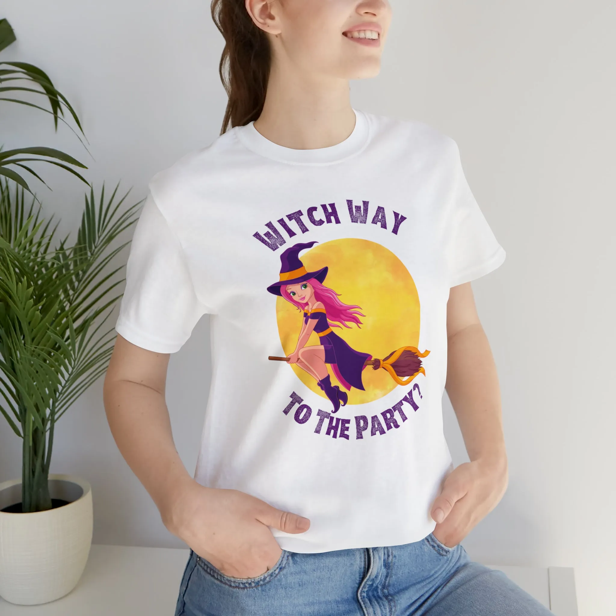 Witch Way to the Party Halloween T-Shirt | Spooky Witchy Tee |  Bella Canvas 3001Unisex | Funny Short Sleeve Tshirt