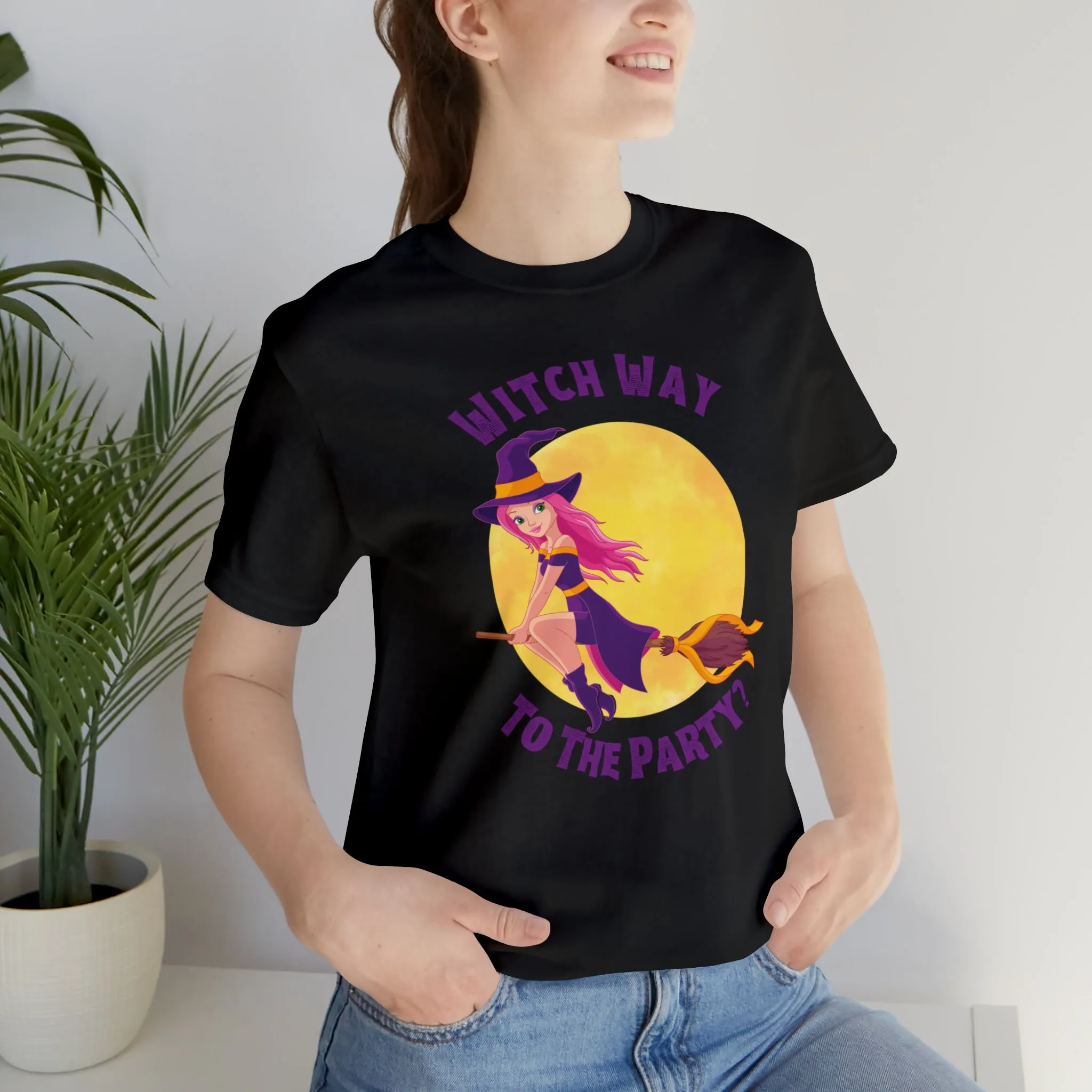 Witch Way to the Party Halloween T-Shirt | Spooky Witchy Tee |  Bella Canvas 3001Unisex | Funny Short Sleeve Tshirt
