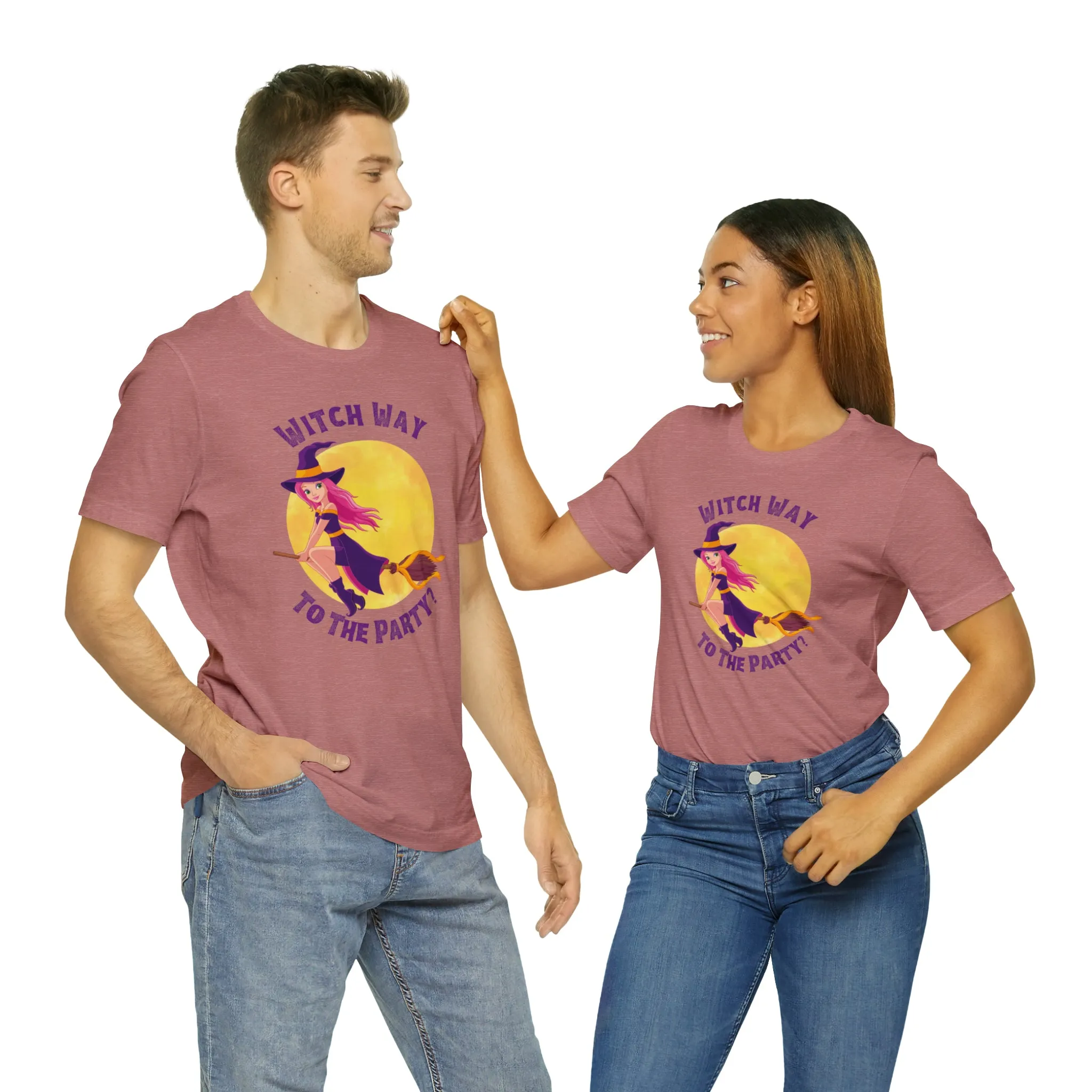 Witch Way to the Party Halloween T-Shirt | Spooky Witchy Tee |  Bella Canvas 3001Unisex | Funny Short Sleeve Tshirt