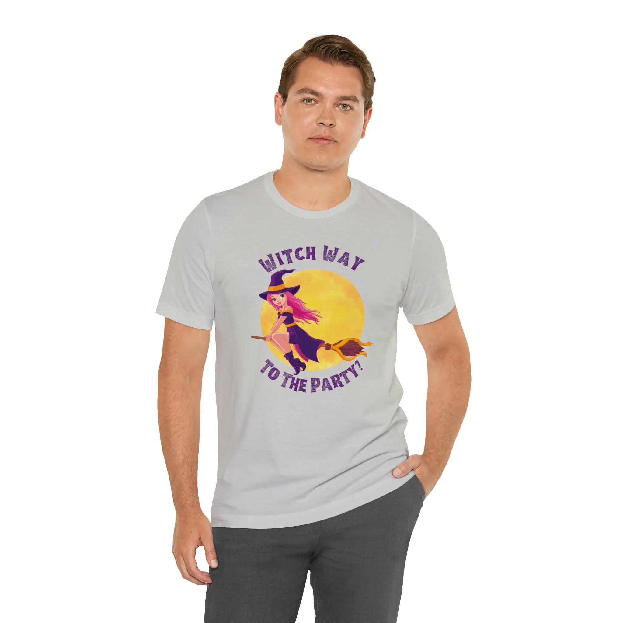 Witch Way to the Party Halloween T-Shirt | Spooky Witchy Tee |  Bella Canvas 3001Unisex | Funny Short Sleeve Tshirt