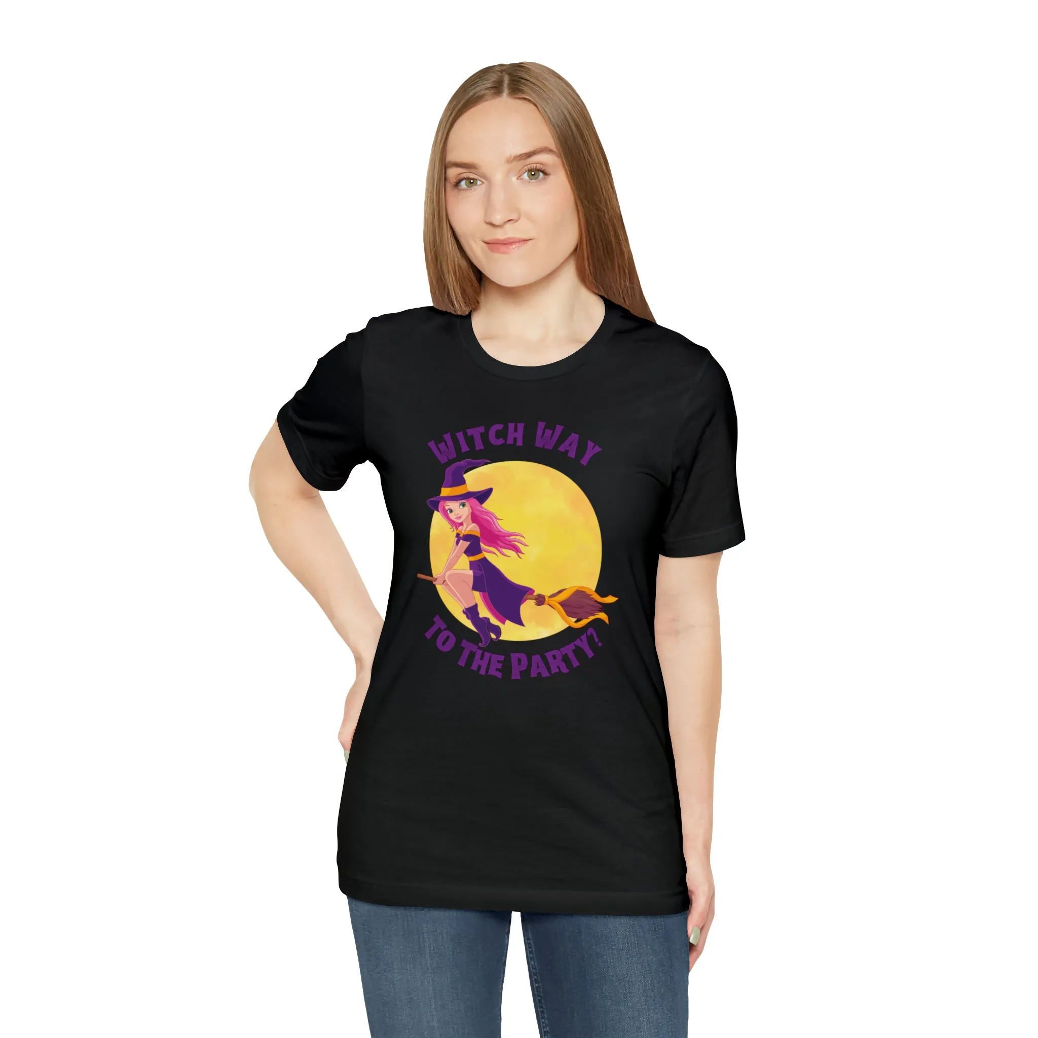 Witch Way to the Party Halloween T-Shirt | Spooky Witchy Tee |  Bella Canvas 3001Unisex | Funny Short Sleeve Tshirt