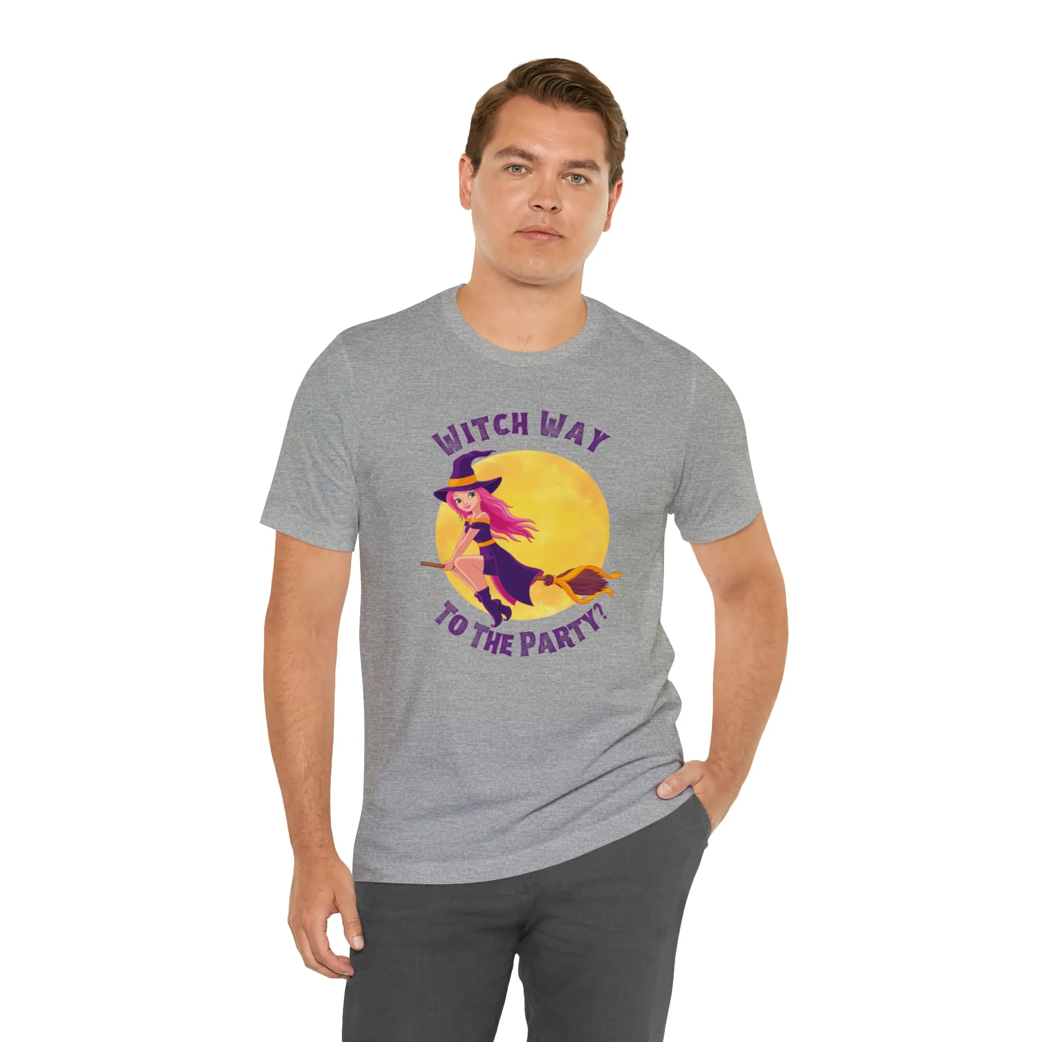 Witch Way to the Party Halloween T-Shirt | Spooky Witchy Tee |  Bella Canvas 3001Unisex | Funny Short Sleeve Tshirt
