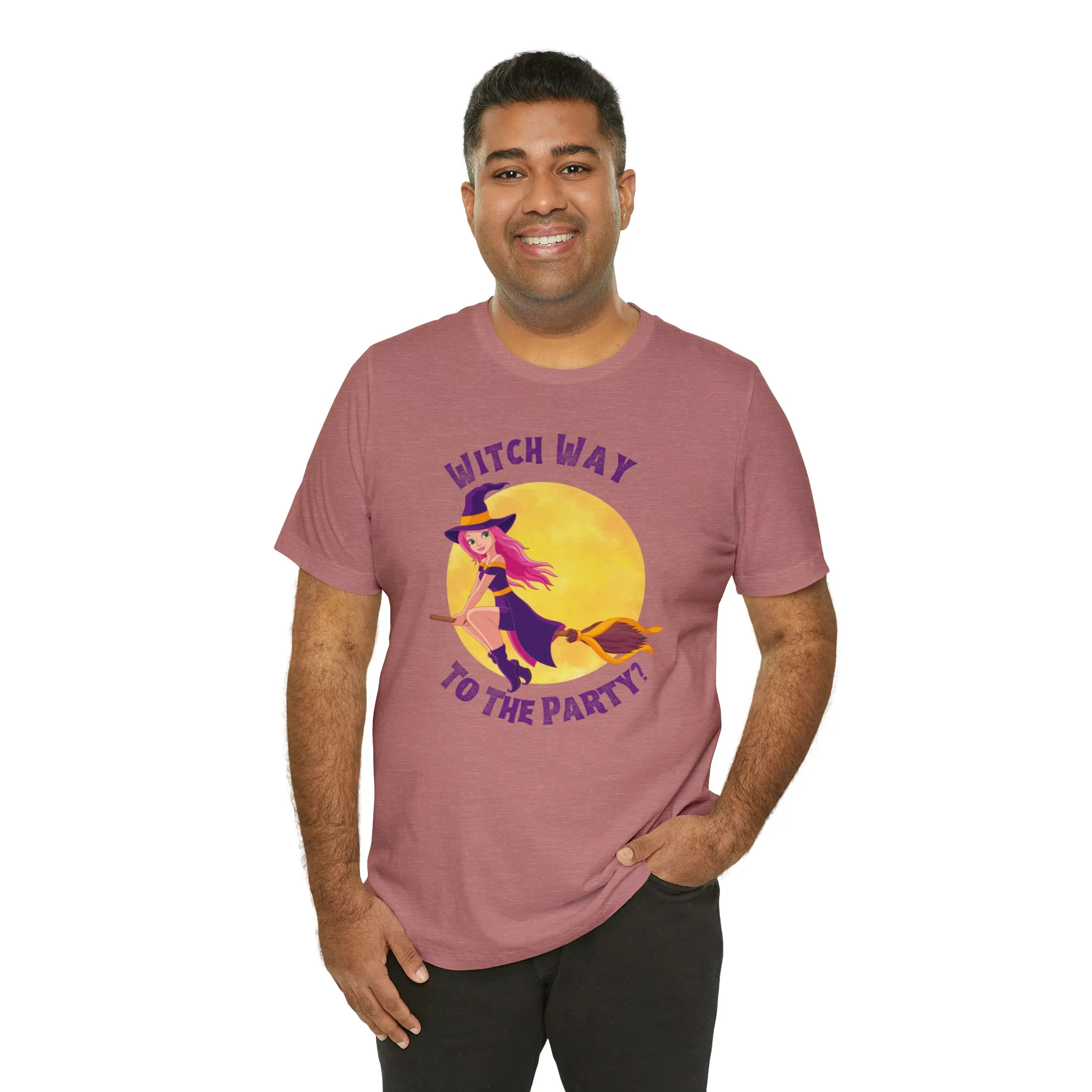 Witch Way to the Party Halloween T-Shirt | Spooky Witchy Tee |  Bella Canvas 3001Unisex | Funny Short Sleeve Tshirt