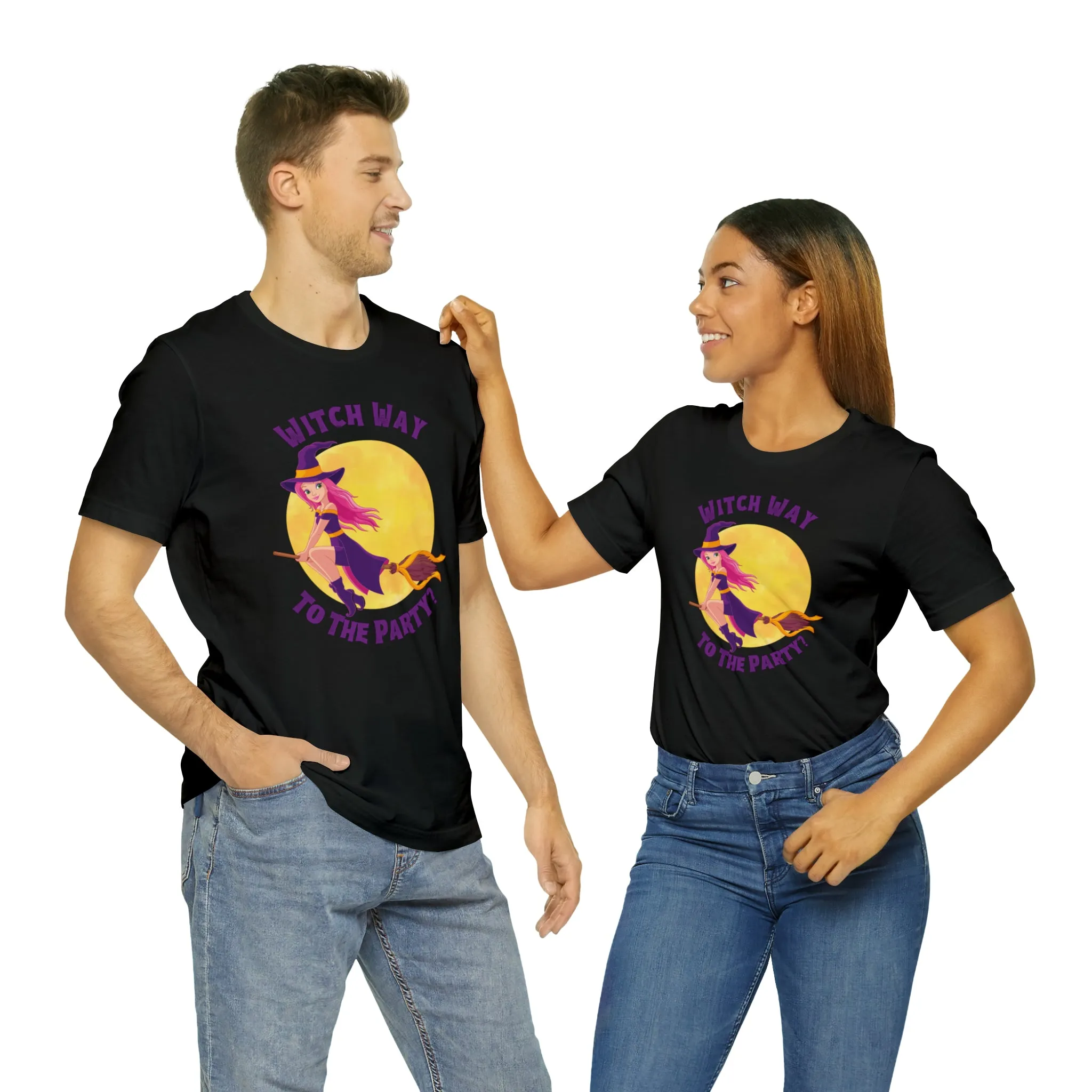 Witch Way to the Party Halloween T-Shirt | Spooky Witchy Tee |  Bella Canvas 3001Unisex | Funny Short Sleeve Tshirt