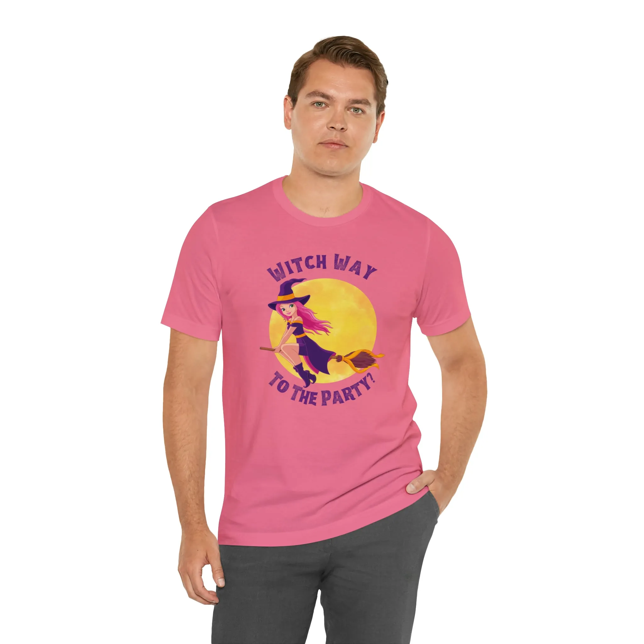 Witch Way to the Party Halloween T-Shirt | Spooky Witchy Tee |  Bella Canvas 3001Unisex | Funny Short Sleeve Tshirt