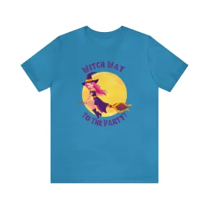 Witch Way to the Party Halloween T-Shirt | Spooky Witchy Tee |  Bella Canvas 3001Unisex | Funny Short Sleeve Tshirt