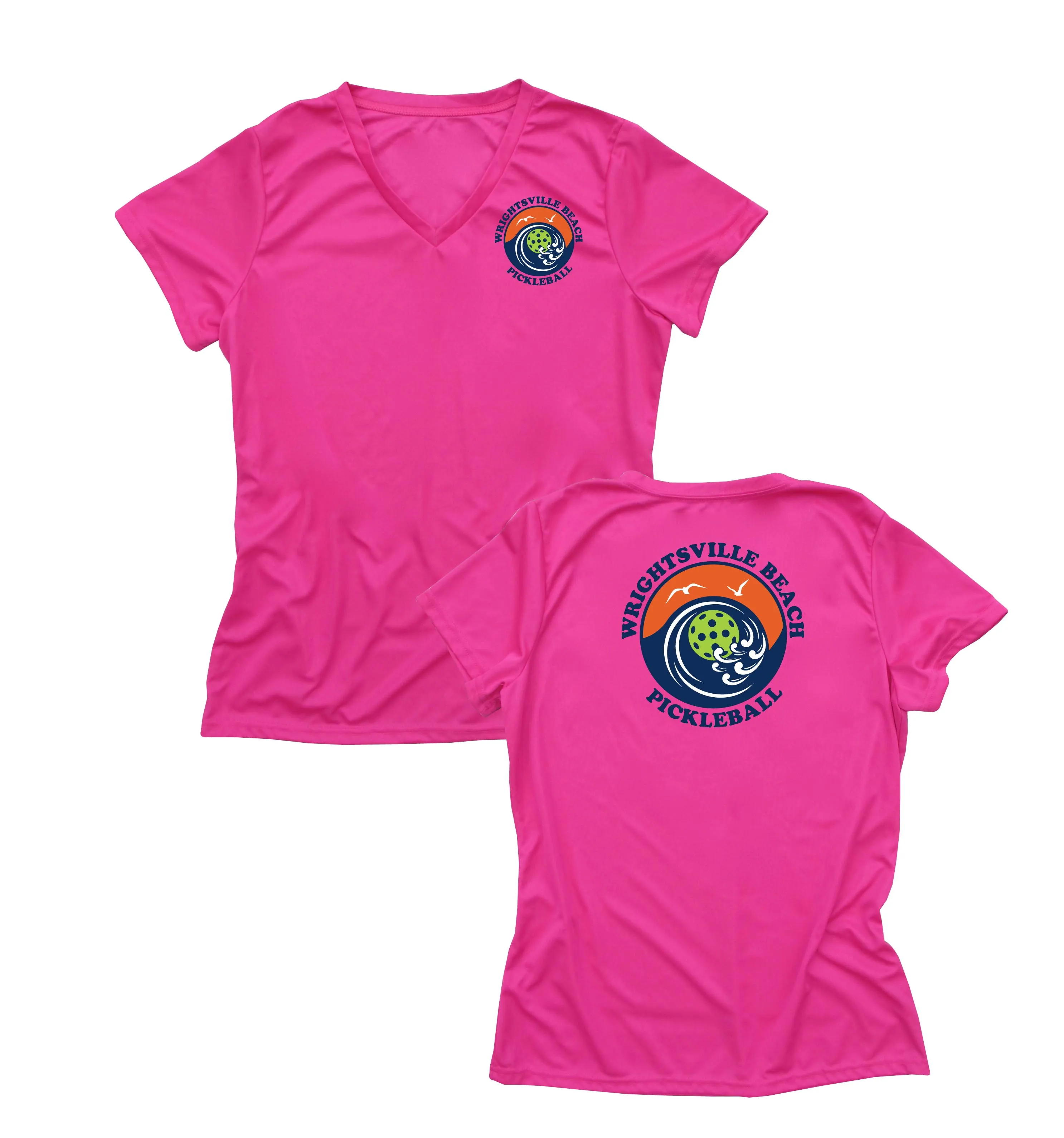 Wrightsville Beach Pickleball Ladies Performance T-Shirt - Front Chest AND Back Logo