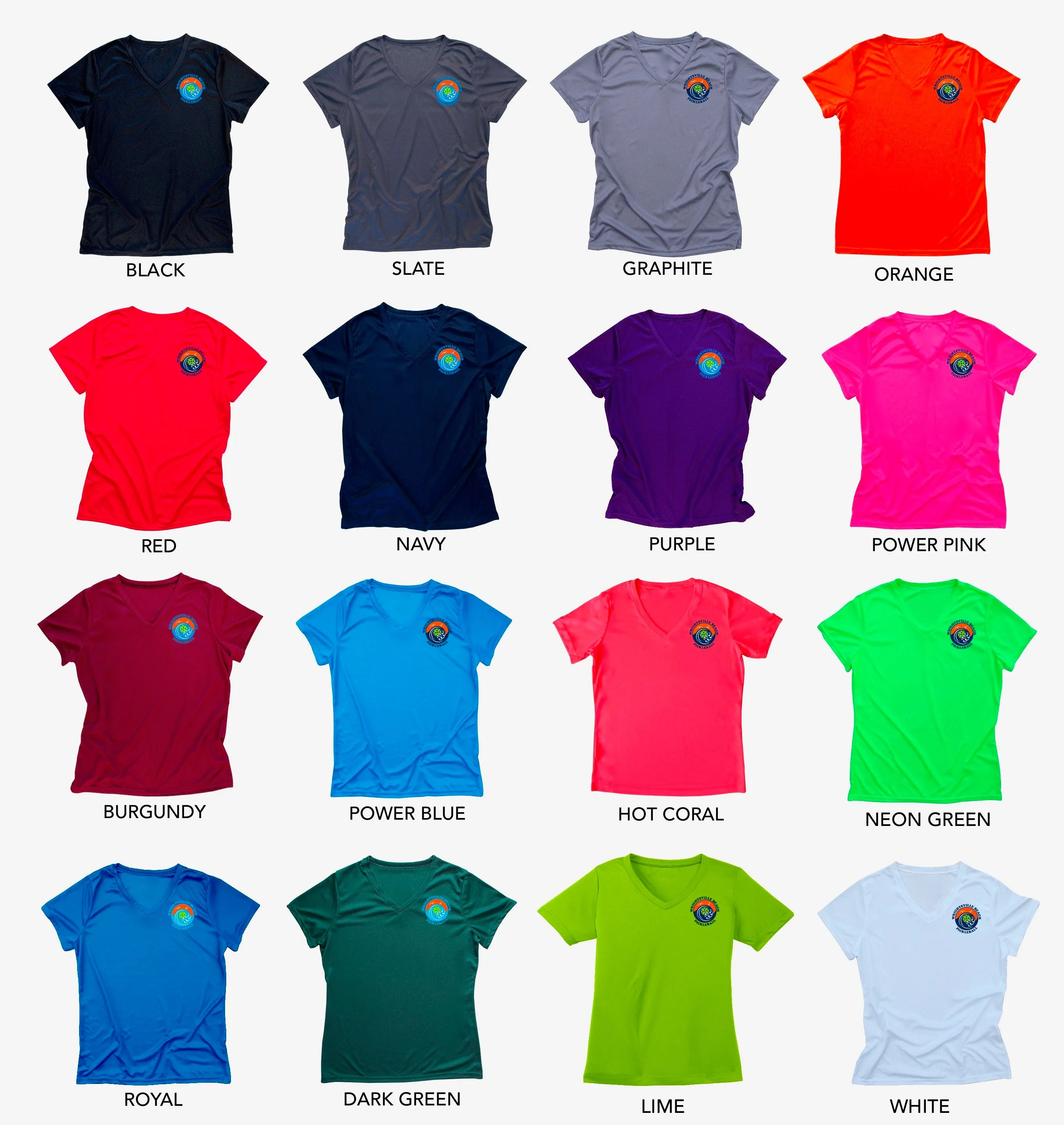 Wrightsville Beach Pickleball Ladies Performance T-Shirt - Front Chest AND Back Logo