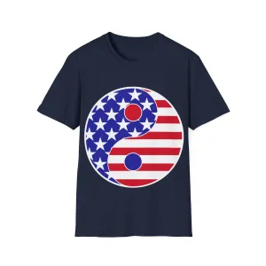 Yin YANG American flag Unisex Softstyle T-Shirt
