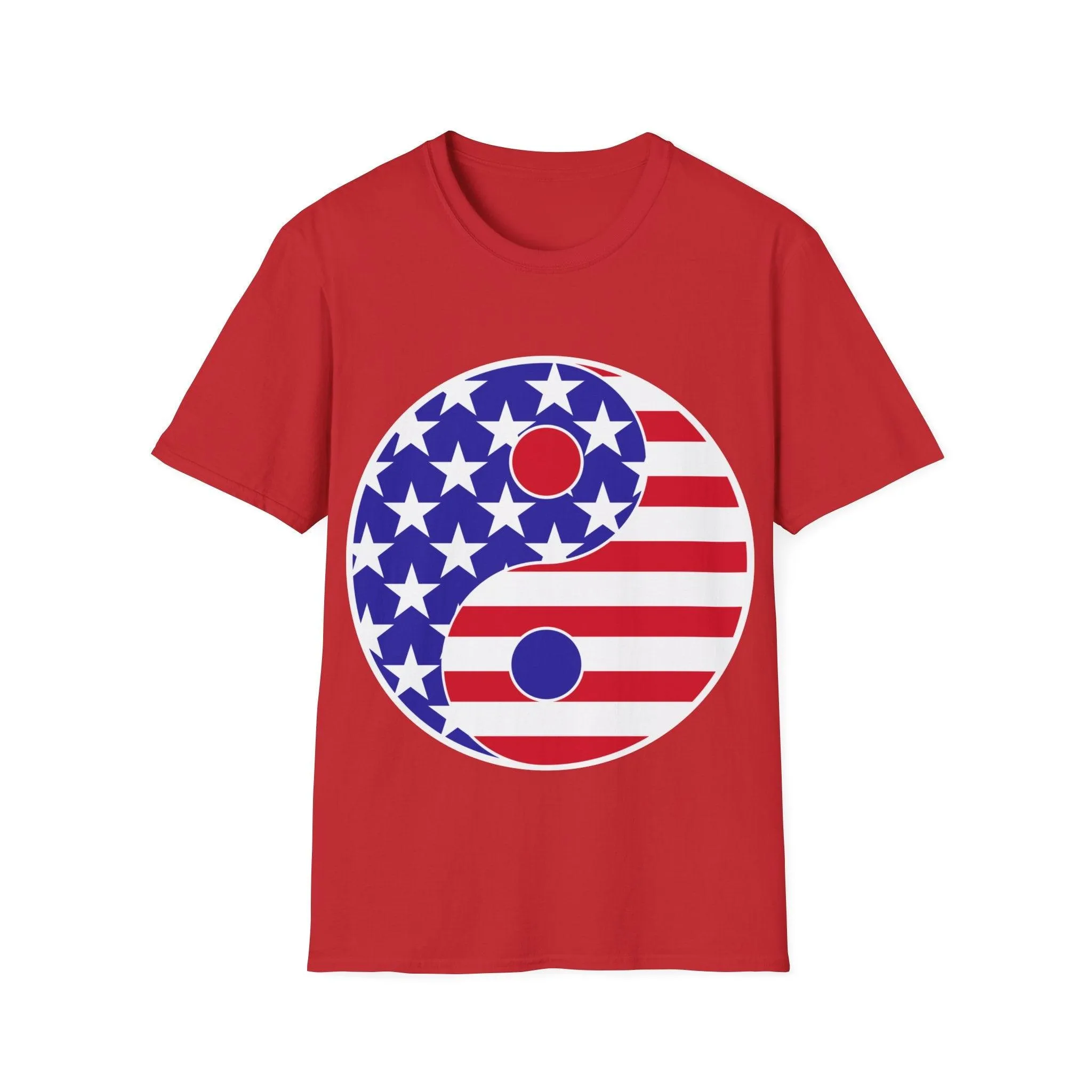 Yin YANG American flag Unisex Softstyle T-Shirt