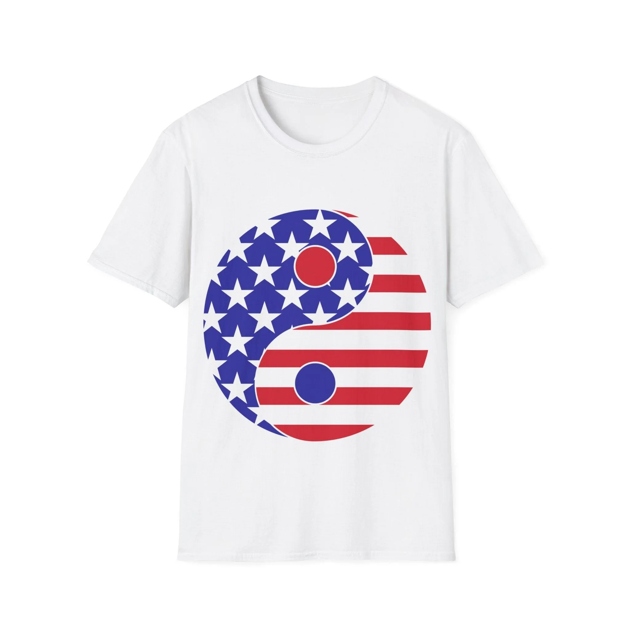 Yin YANG American flag Unisex Softstyle T-Shirt