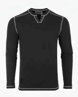 ZIMEGO Men's Vintage Long Sleeve Notch V-Neck Henley Casual Shirt